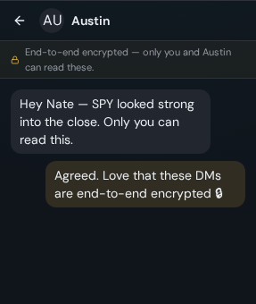 Nate's encrypted DM conversation with Austin